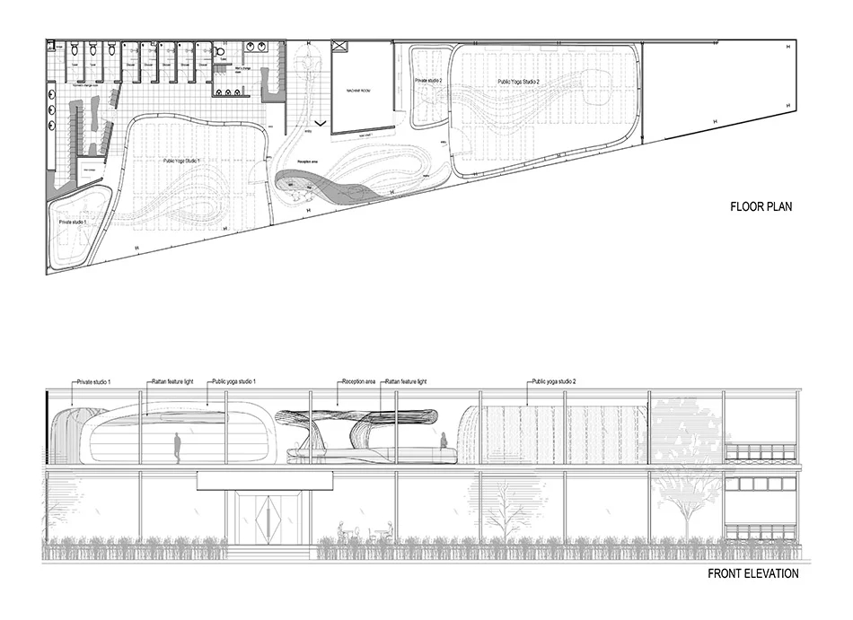 瑜伽馆平面图及立面图