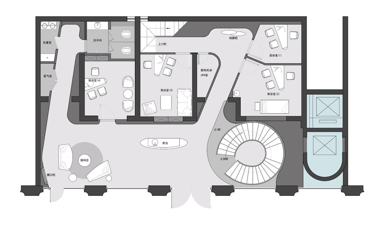 医美空间一层大厅平面方案设计