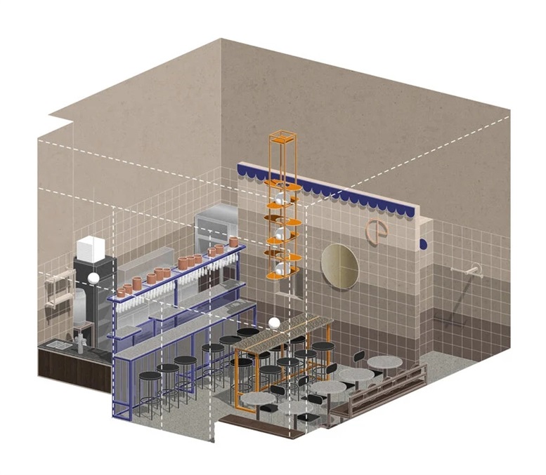披萨快餐店空间三维图设计