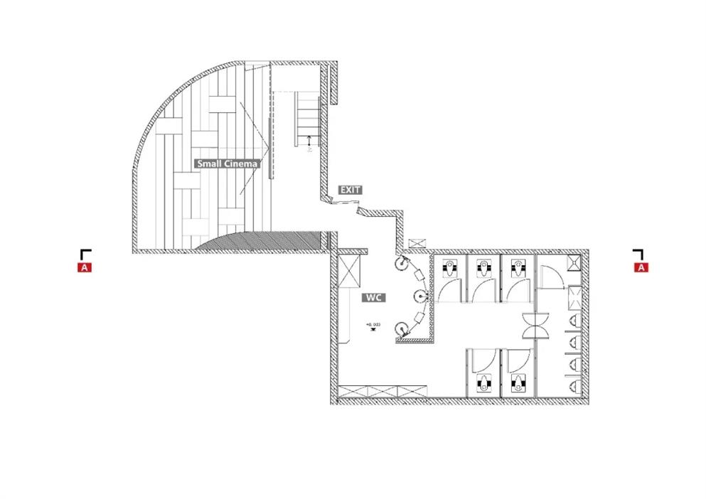 酒吧负一层地下卫生间平面方案设计