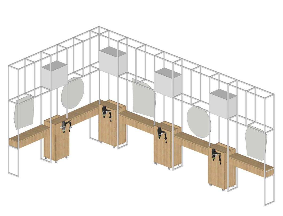 理发店工作区架子三维图